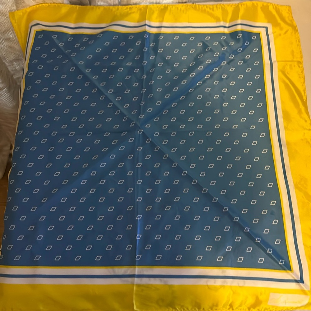 Vintage Blue Yellow St Ramon Se Scarf
26”x26”